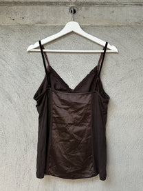 BROWN SATIN&amp;LACE TOP
