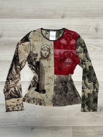 BOWN &amp; RED MESH GRAPHIC LONG-SLEEVE