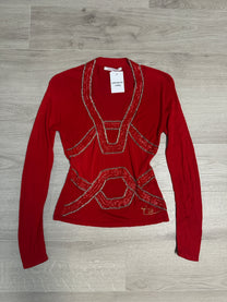 RED LONG SLEEVE WITH BEADS