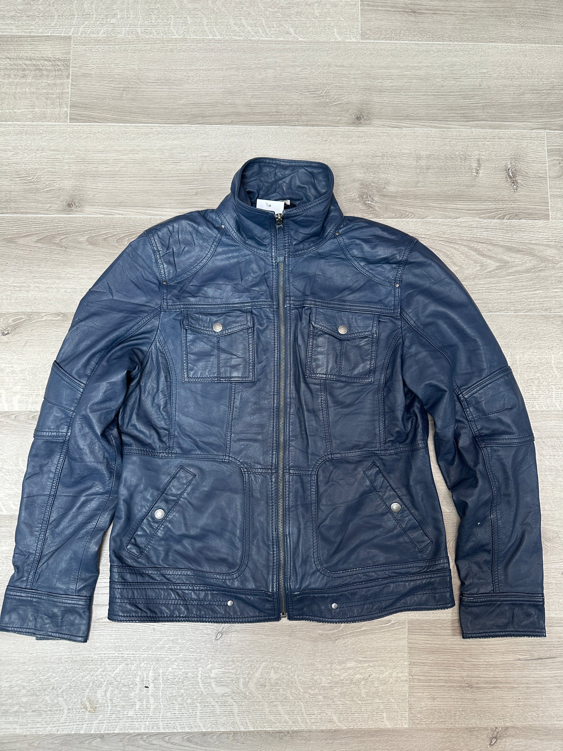 BLUE LEATHER JACKET