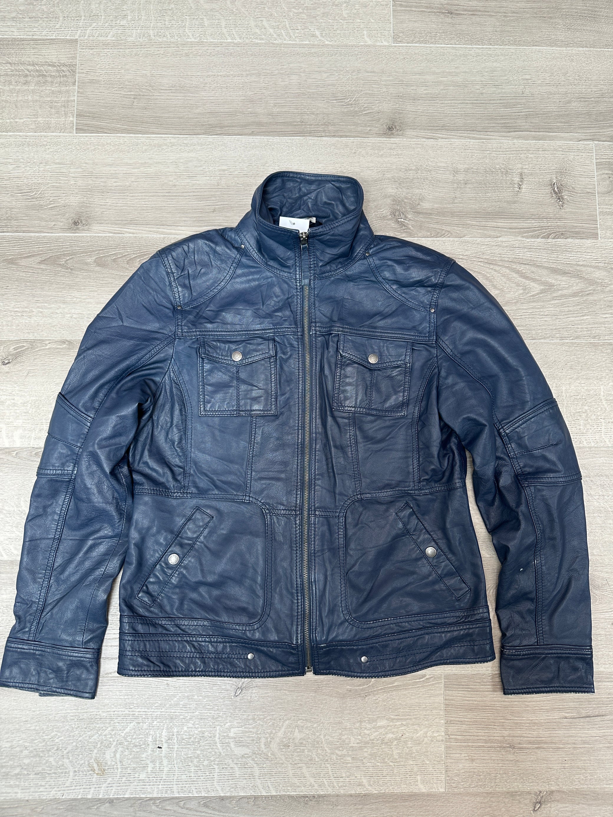 BLUE LEATHER JACKET