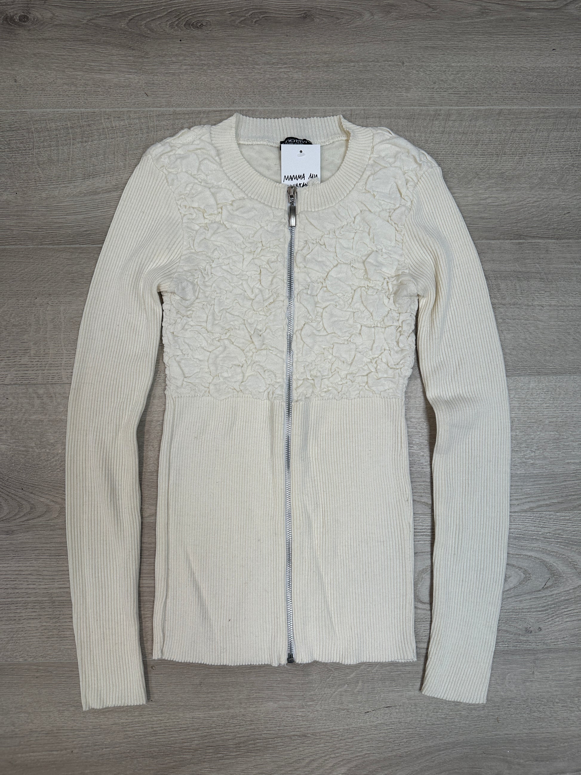 WHITE SIP UP SWEATER