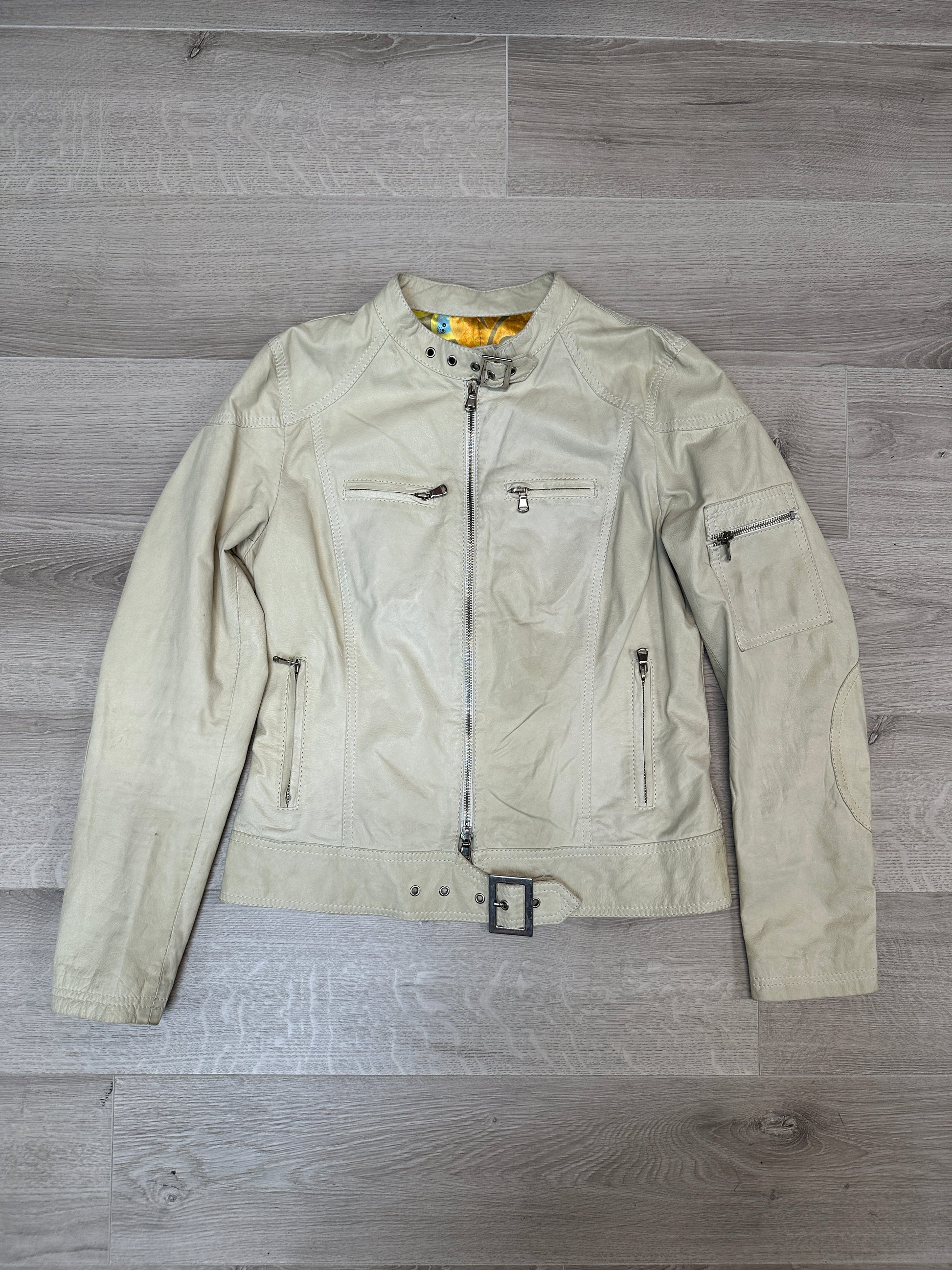 CREAM LEATHER JACKET