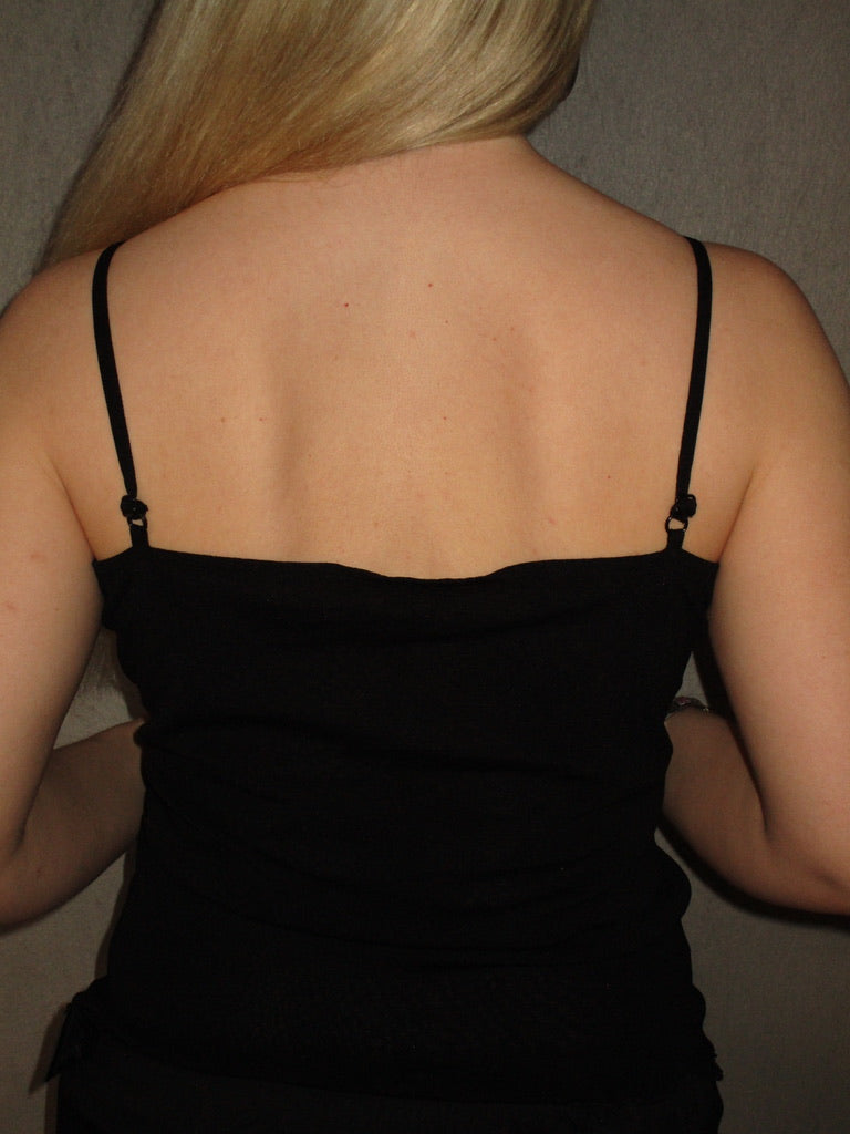 BLACK MESH TOP WITH SEQUIN DETAIL