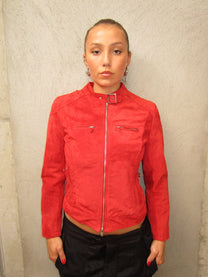 RED SUEDE LEATHER JACKET