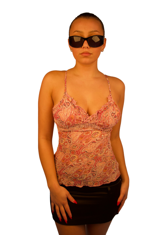 PINK MESH TOP WITH SEQUIN DETAIL