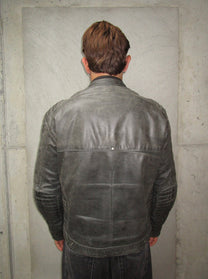 GREY RACER LEATHER JACKET