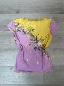 YELLOW &amp; PURPLE FLOWER T-SHIRT
