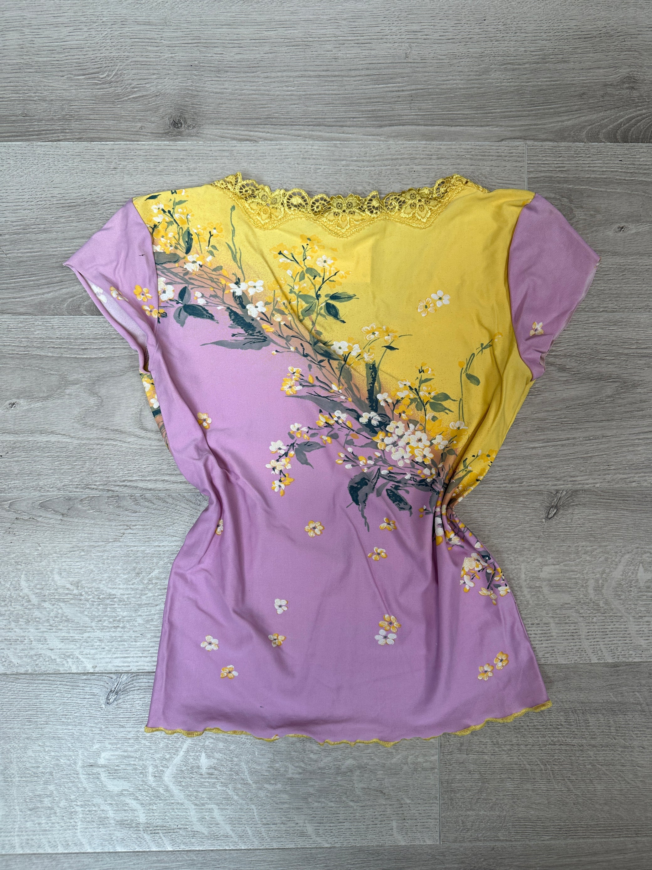 YELLOW &amp; PURPLE FLOWER T-SHIRT