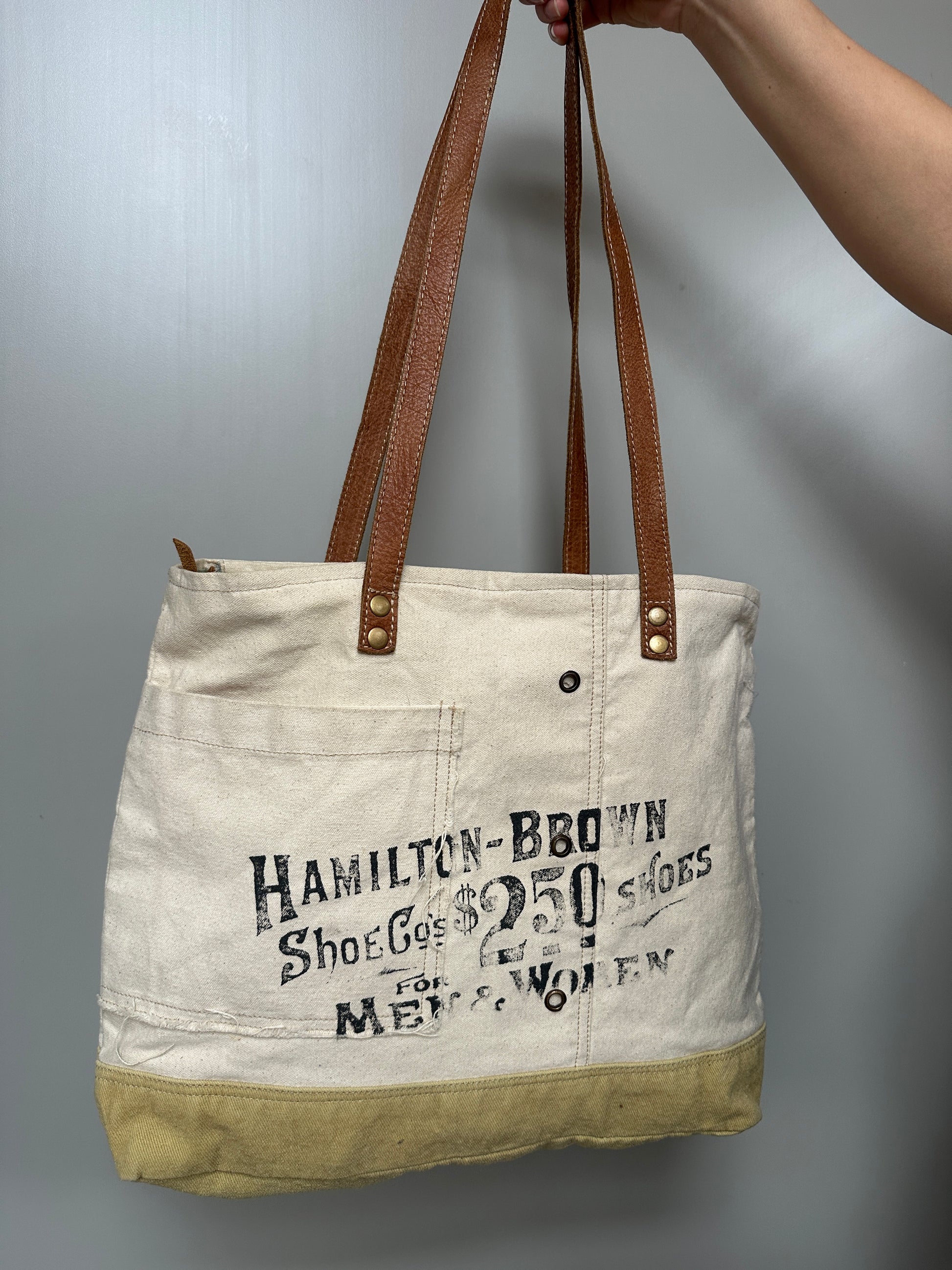 TOTE BAG WITH LEATHER STRAPS