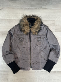 GREY JACKET WITH FAUX FUR