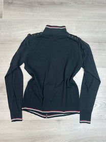 BLACK SIP UP SWEATER WITH DETAILS