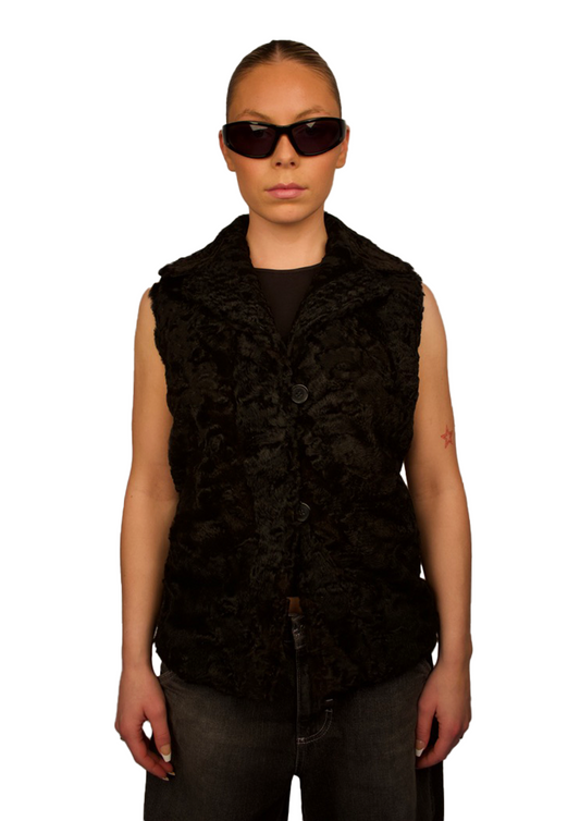 BLACK FUR VEST