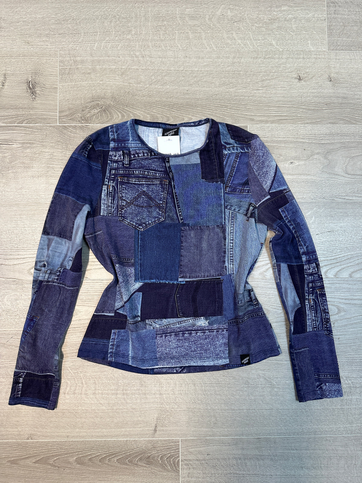 DENIM PRINT LONGSLEVE TOP