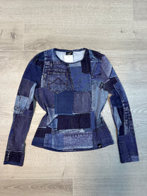 DENIM PRINT LONGSLEVE TOP
