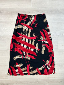 BLACK PRINTED MID SKIRT