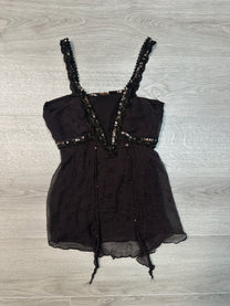 BROWN TOP WITH SEQUINS