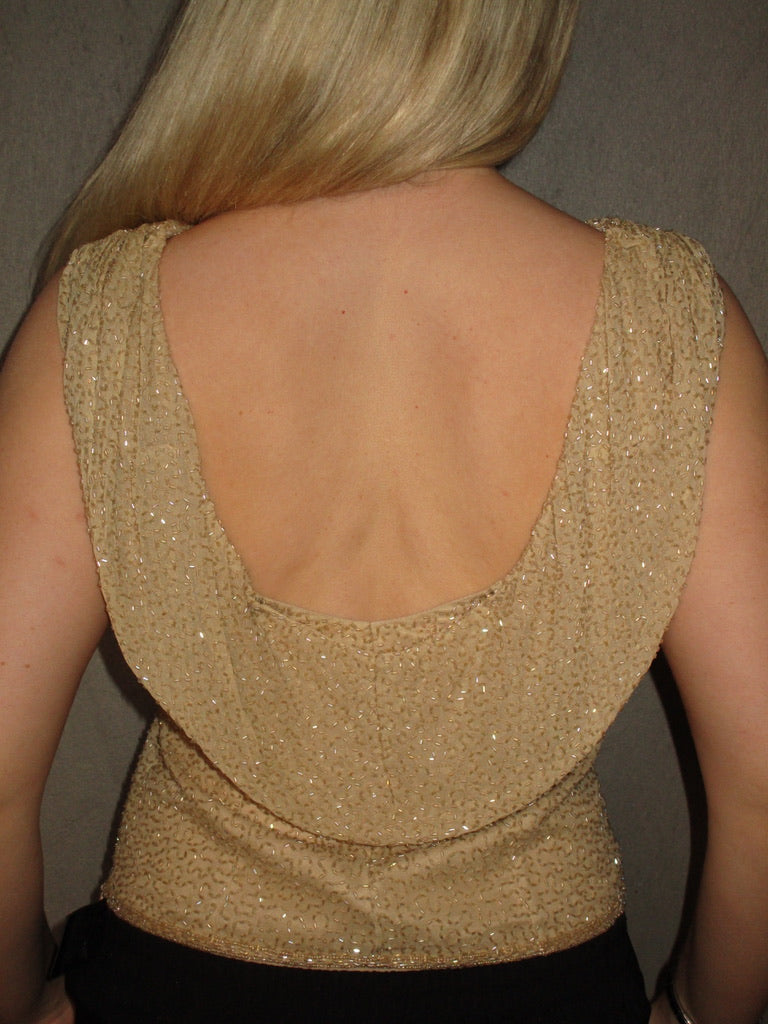 CREAM SEQUIN TOP