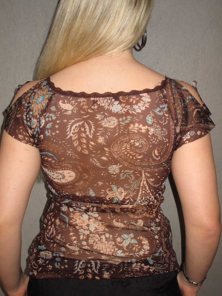 BROWN FLOWER SHIRT