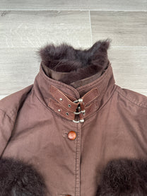 BROWN MARLBORO CLASSIC JACKET WITH FUR