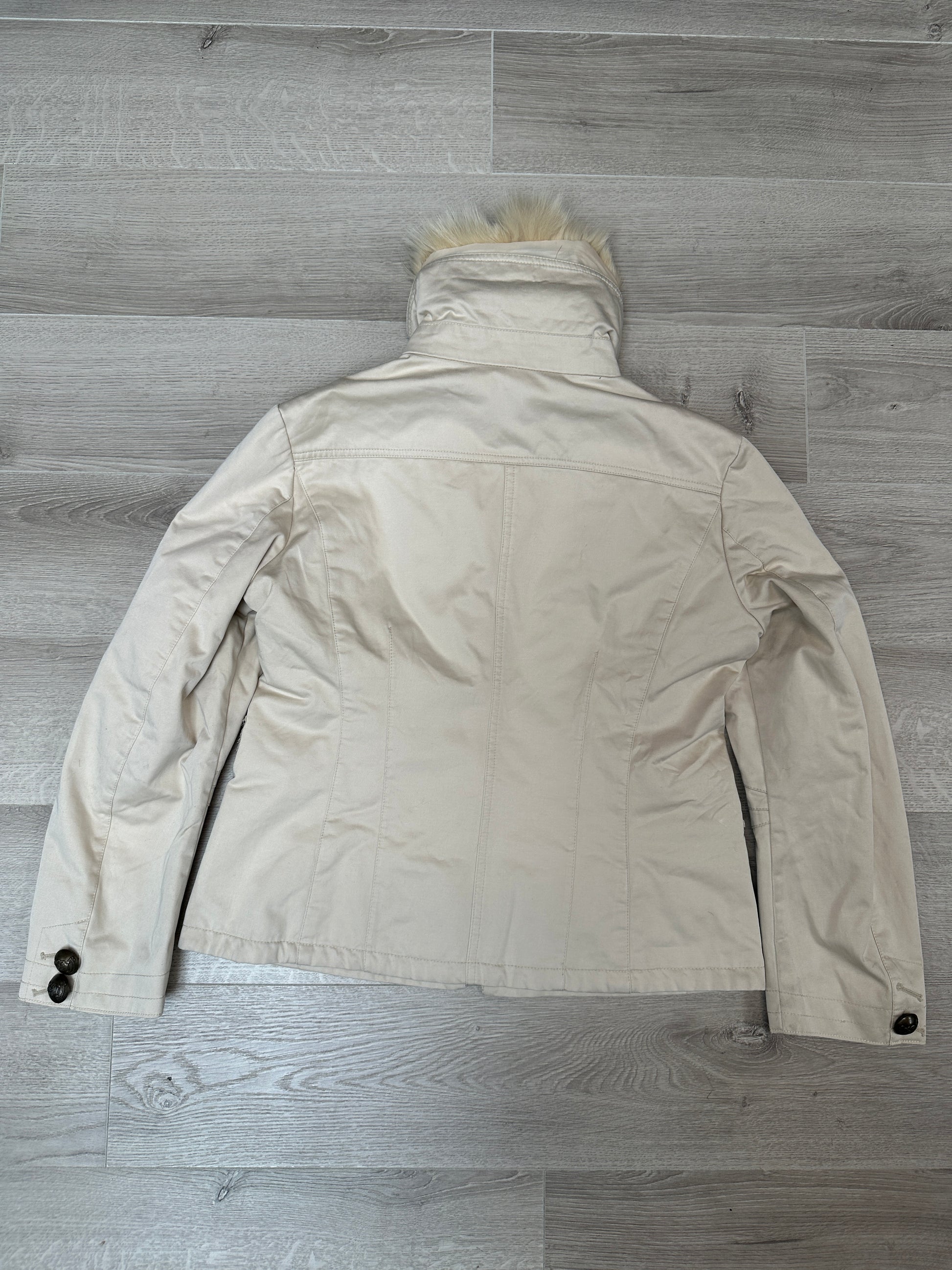 CREAM JACKET WITH FUR COLLAR