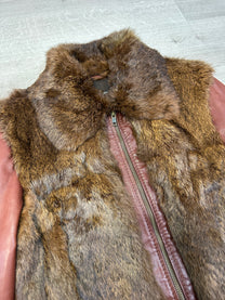 BROWN LEATHER FUR JACKET