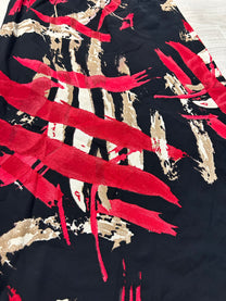 BLACK PRINTED MID SKIRT