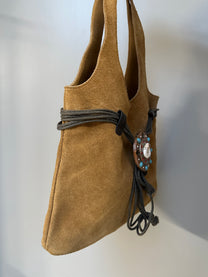 BROWN SUEDE LEATHER BAG