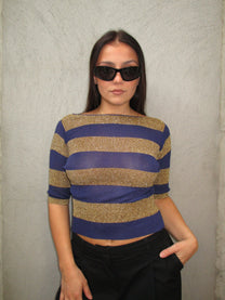 GOLD &amp; BLUE QUARTERSLEEVE