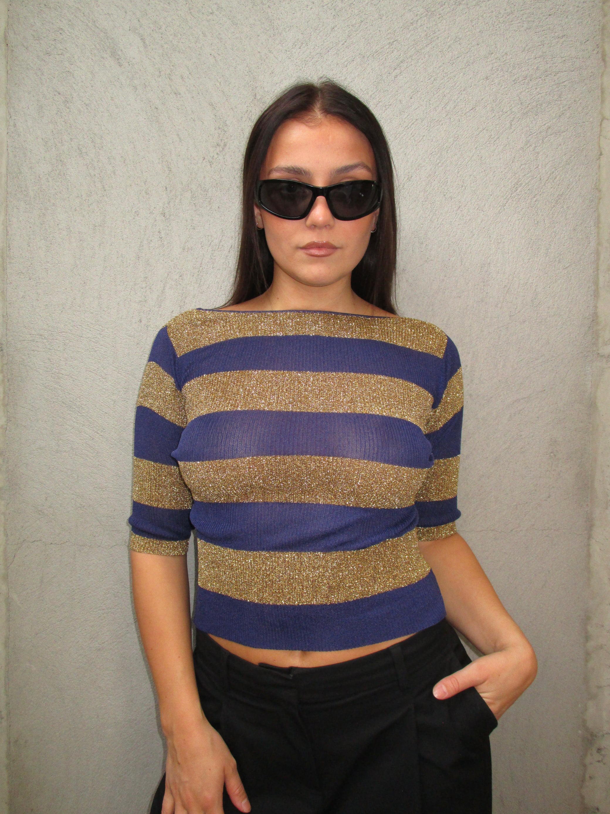 GOLD &amp; BLUE QUARTERSLEEVE