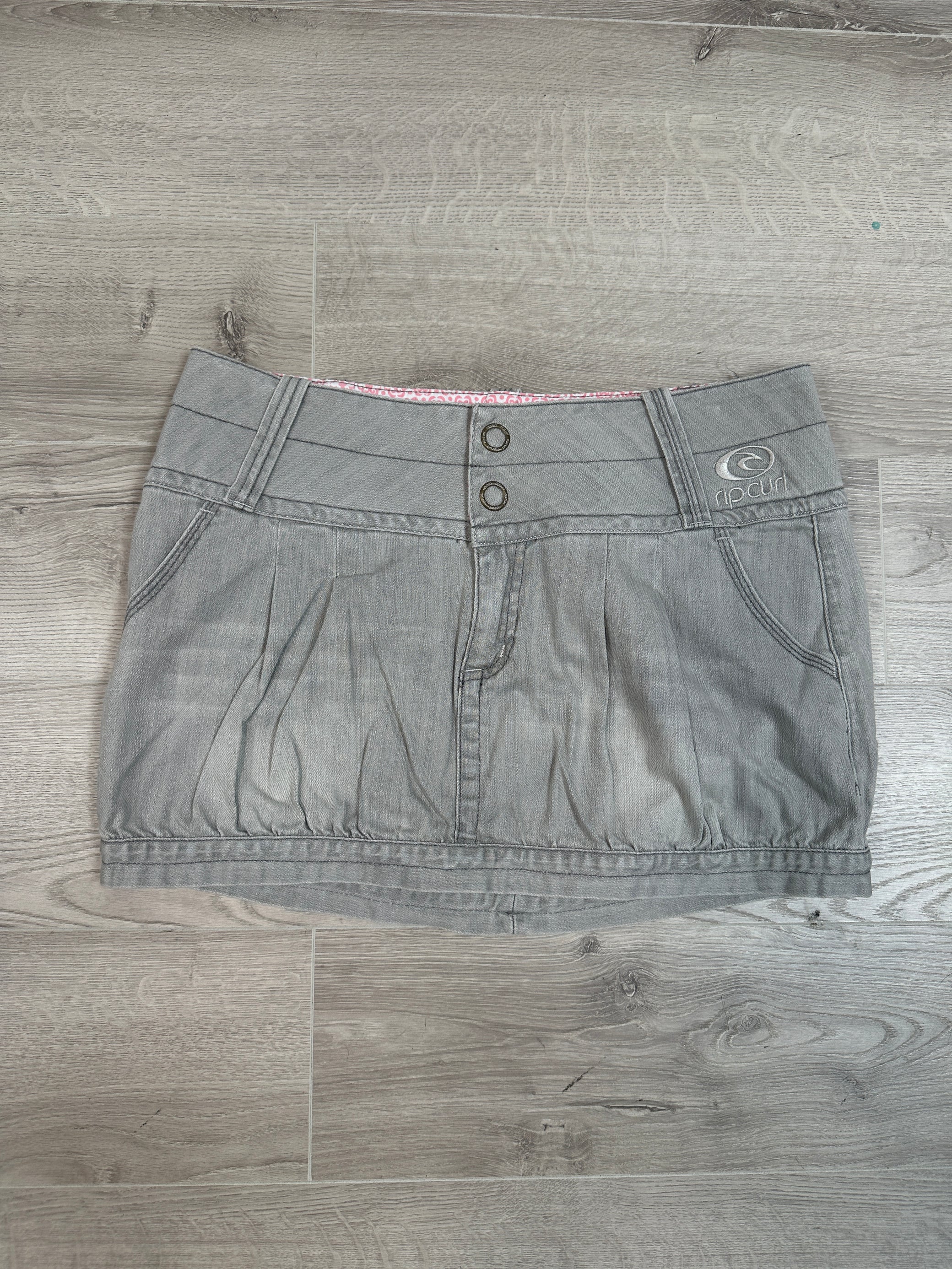 GREY DENIM MINI SKIRT