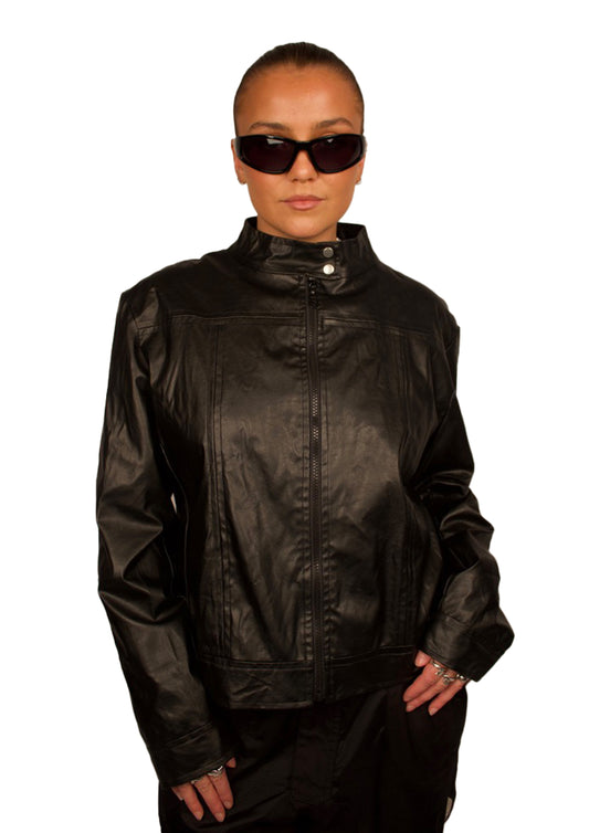 BLACK FAUX LEATHER JACKET