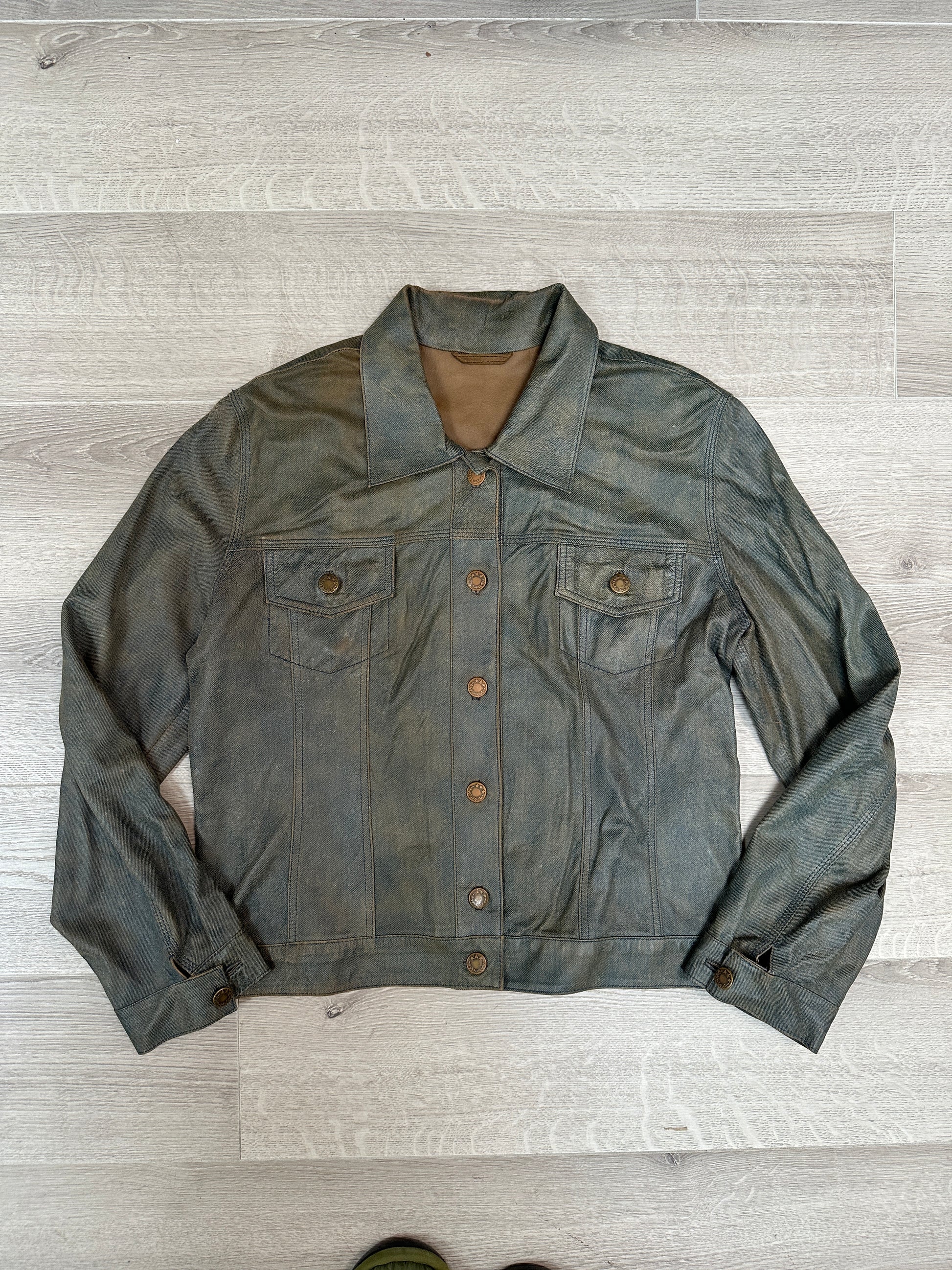 BLUE/BROWN LEATHER JACKET