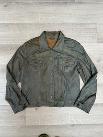 BLUE/BROWN LEATHER JACKET