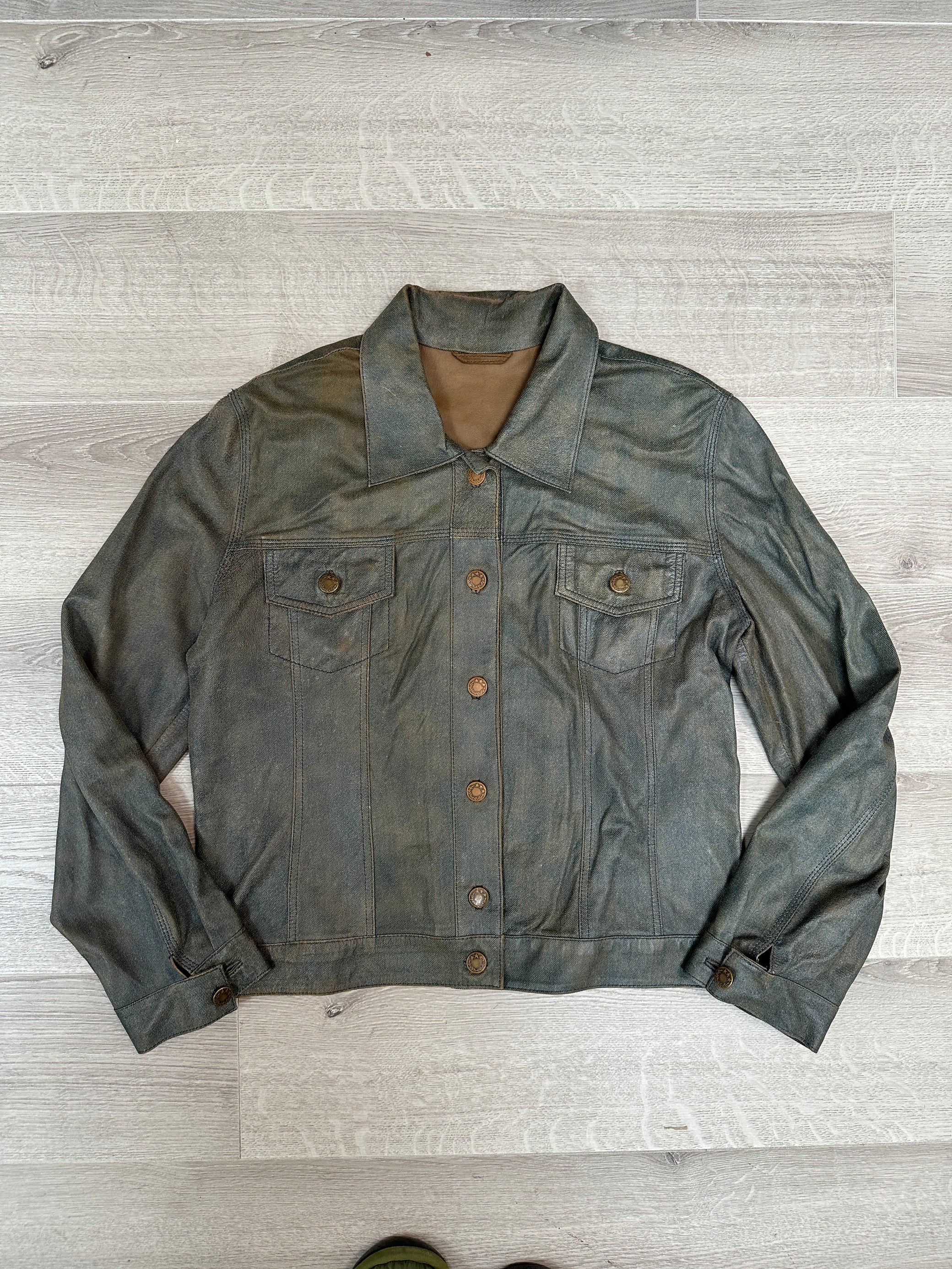 BLUE/BROWN LEATHER JACKET