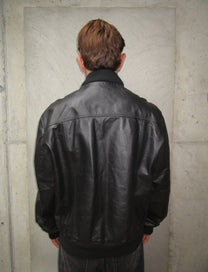 BLACK LEATHER BOMBER
