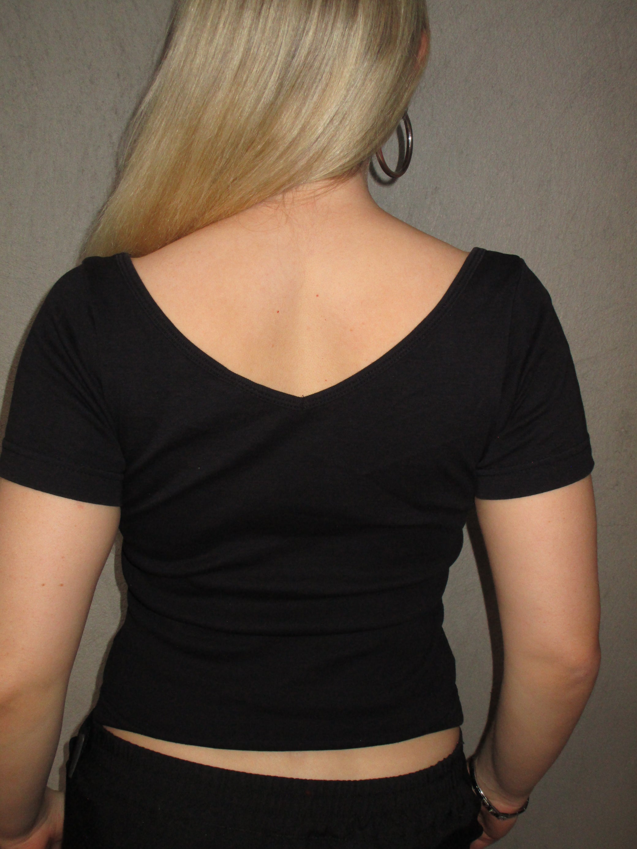 BLACK T-SHIRT WITH SEQUIN TEXT