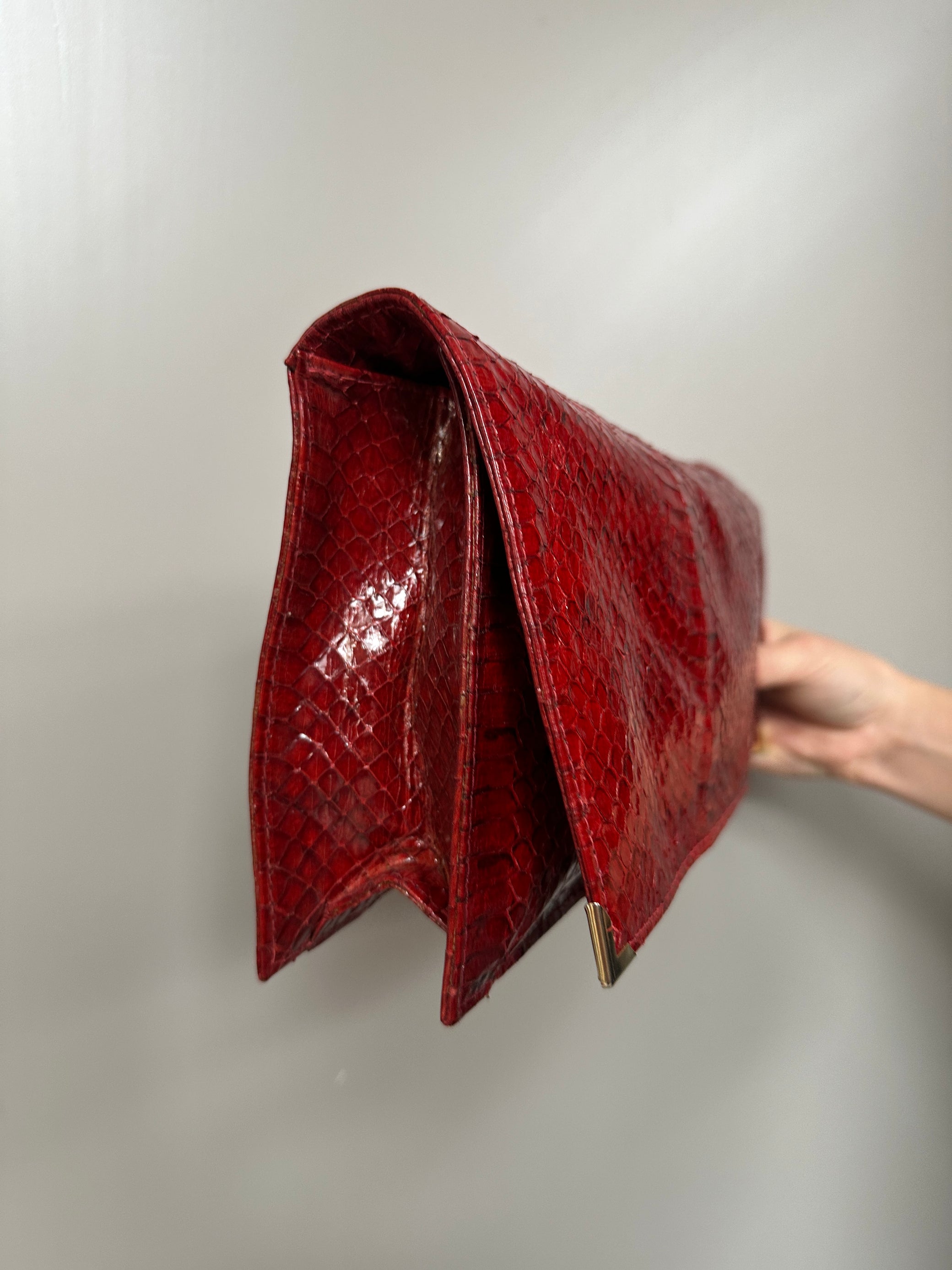RED LEATHER CLUTCH BAG