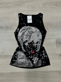 BLACK SEQUIN GRAPHIC TOP