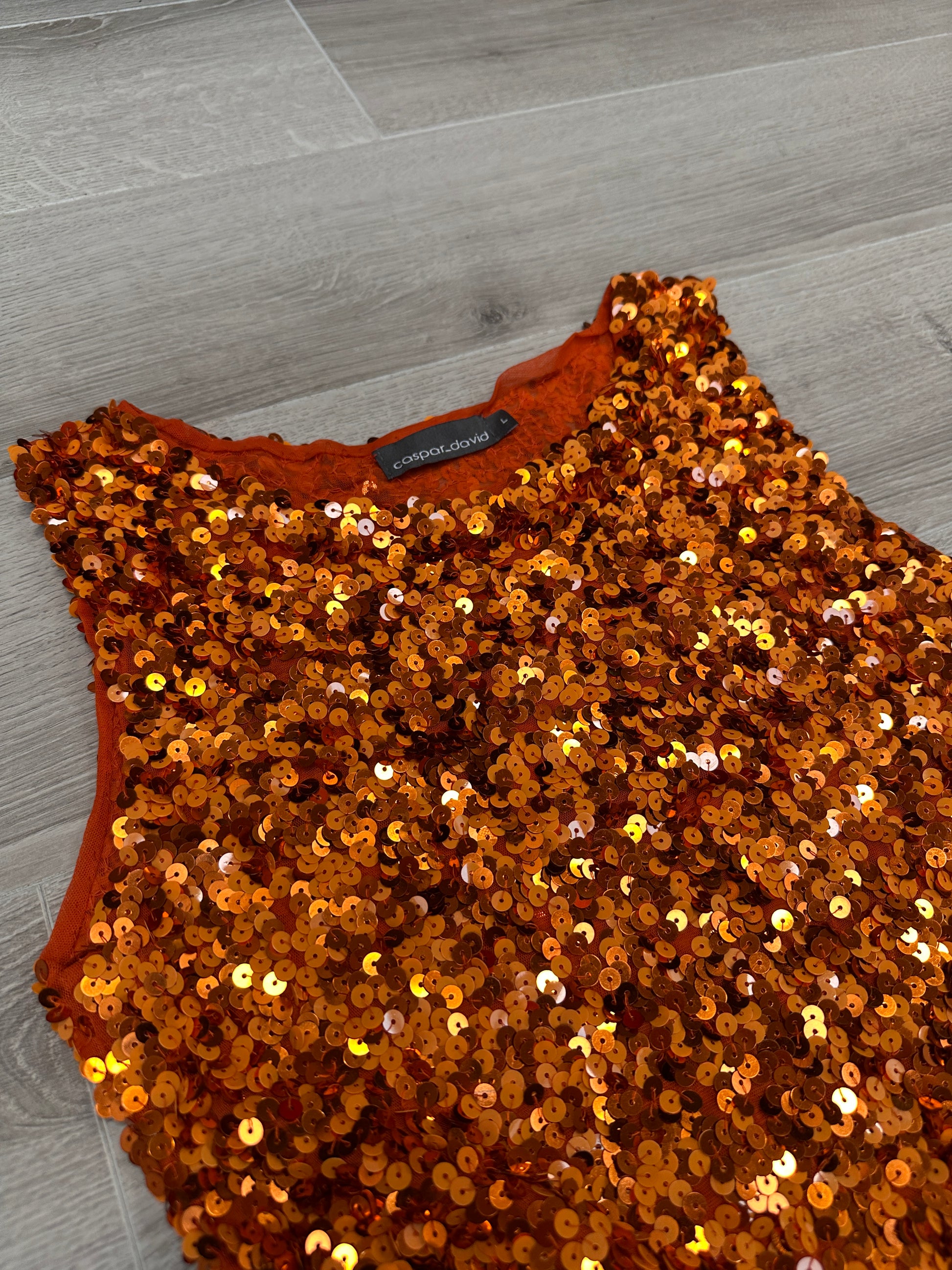 ORANGE SEQUIN TOP