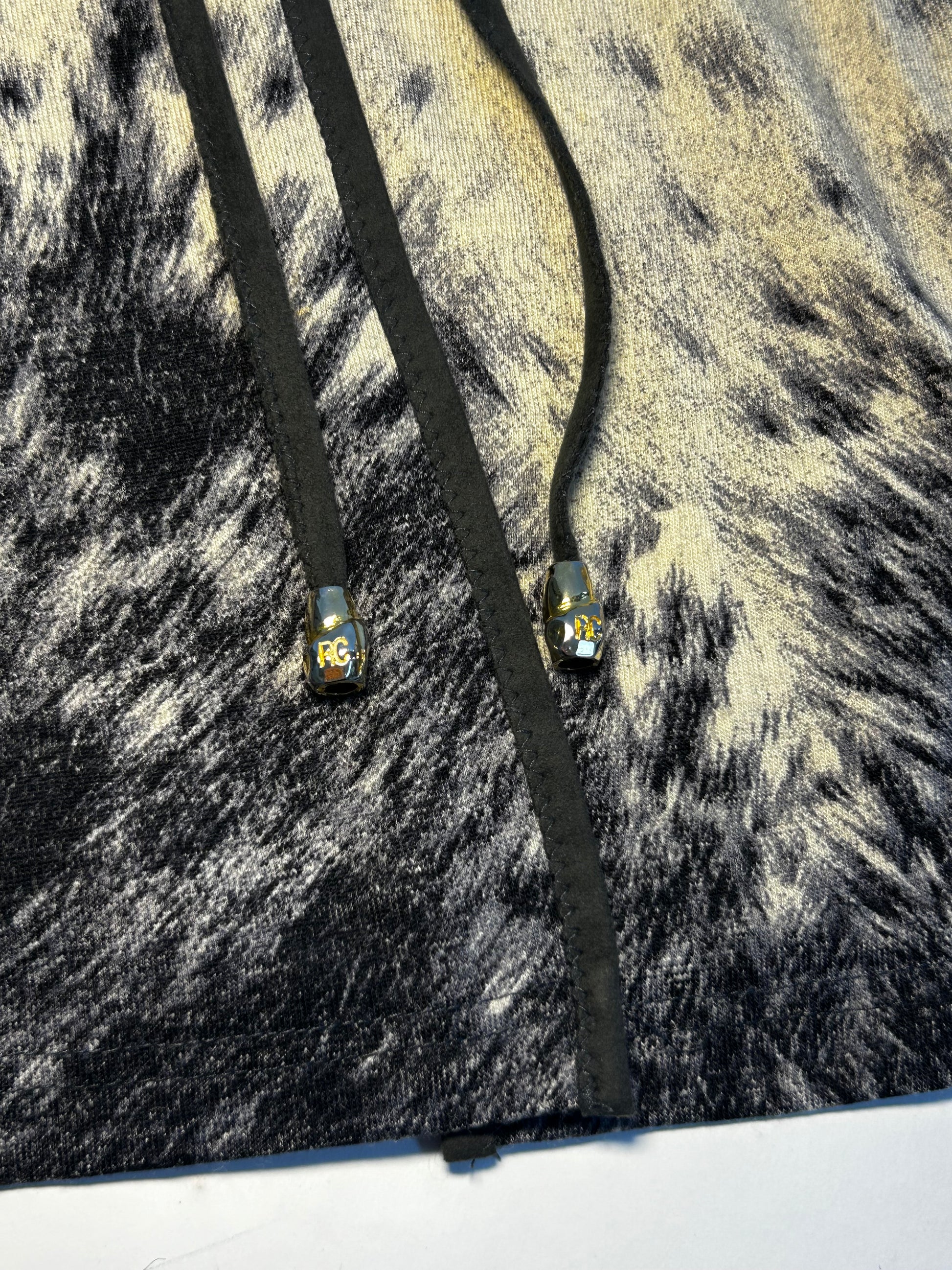 ROBERTO CAVALLI HORSE PRINT &amp; FUR CARDIGAN