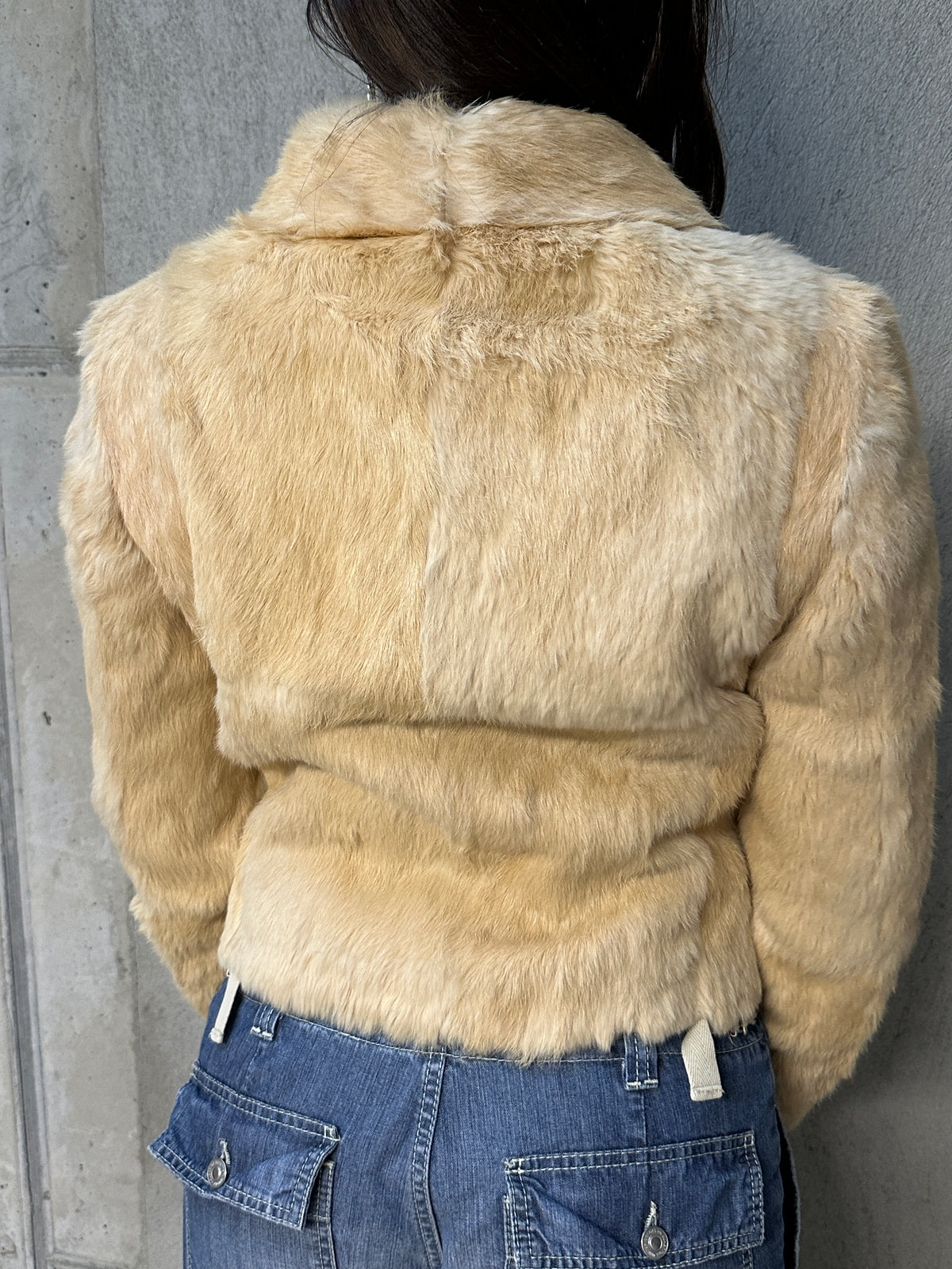 RABBIT FUR ZIP-UP JACKET