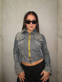 DENIM JACKET WITH YELLOW ZIPPER