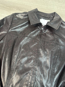 PURPLE SNAKE PRINT FAUX LEATHER JACKET