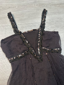 BROWN TOP WITH SEQUINS