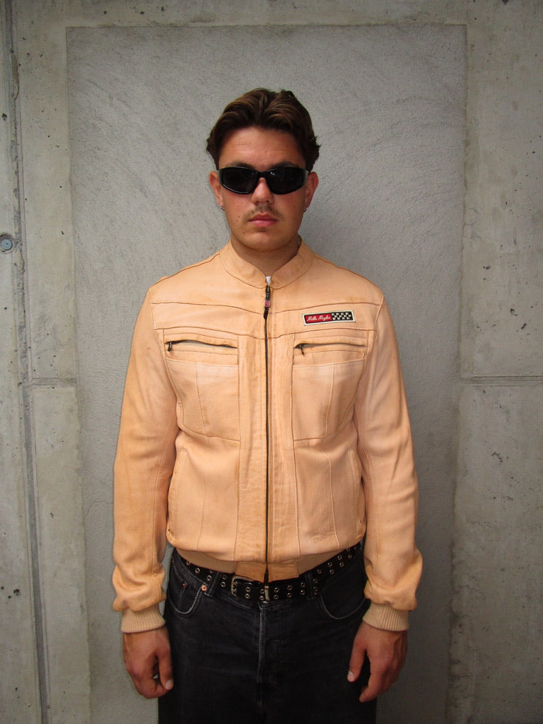 CREAM LEATHER JACKET