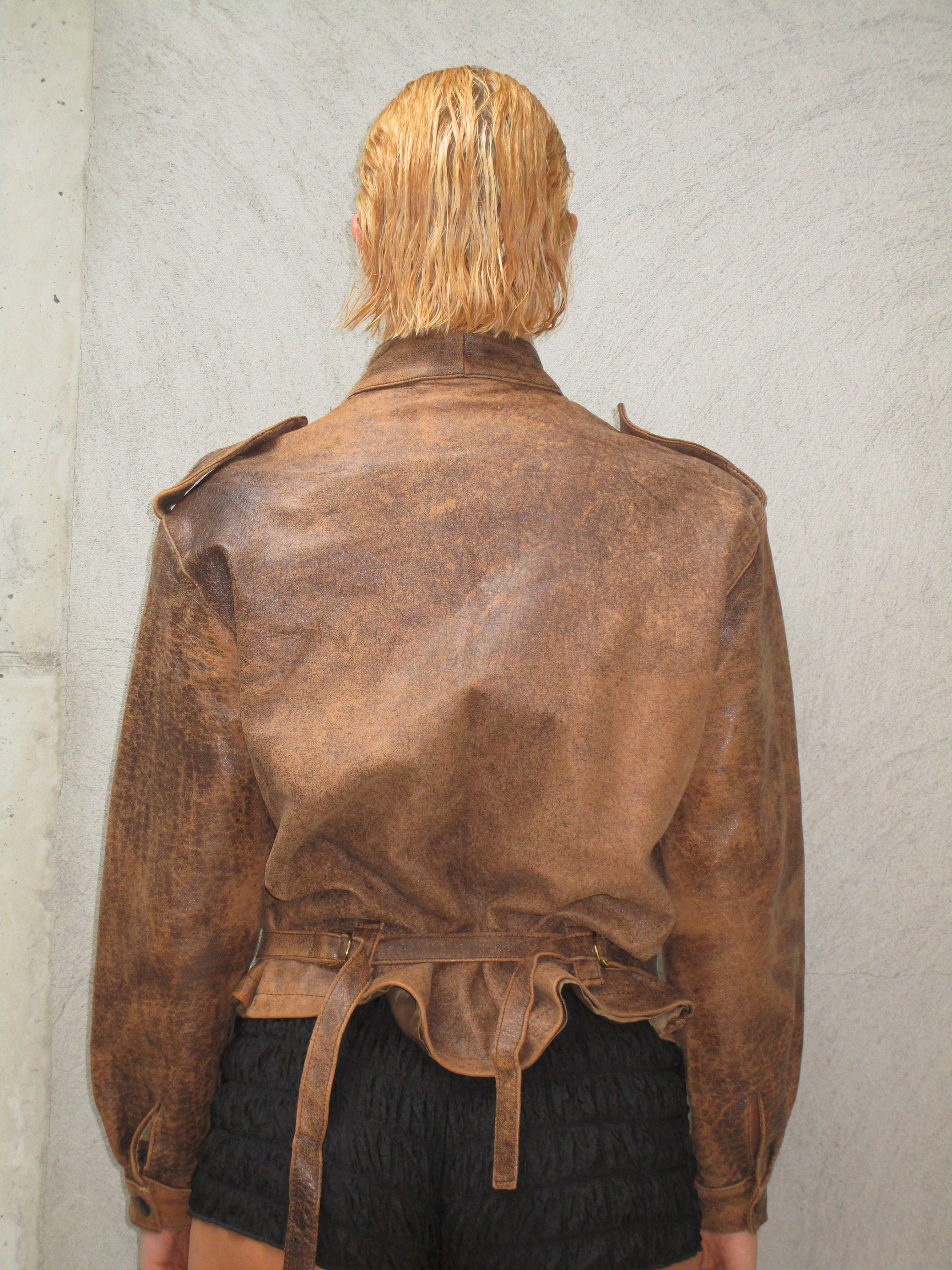 Brown leather jacket