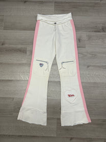 WHITE SWEATPANTS WITH PINK TRIM