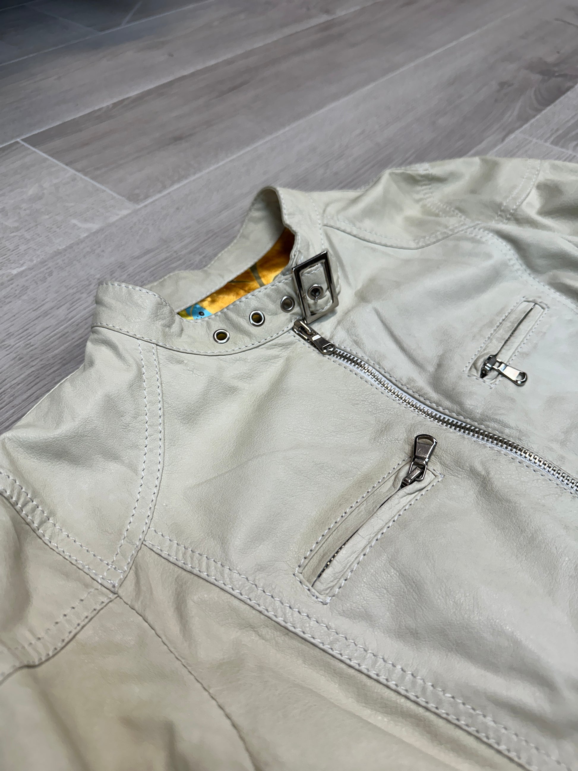 CREAM LEATHER JACKET