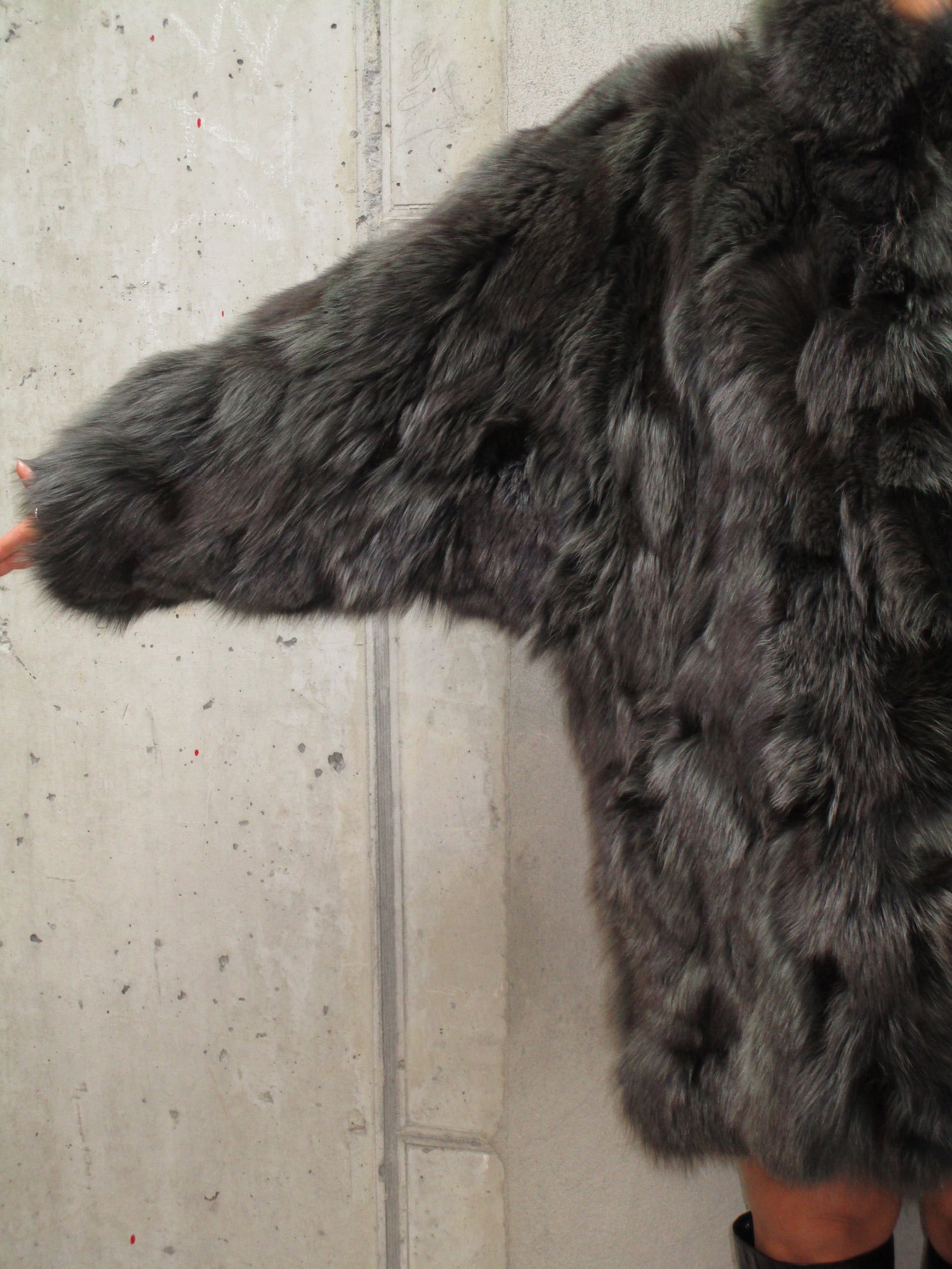 DARK GREEN FOX FUR COAT